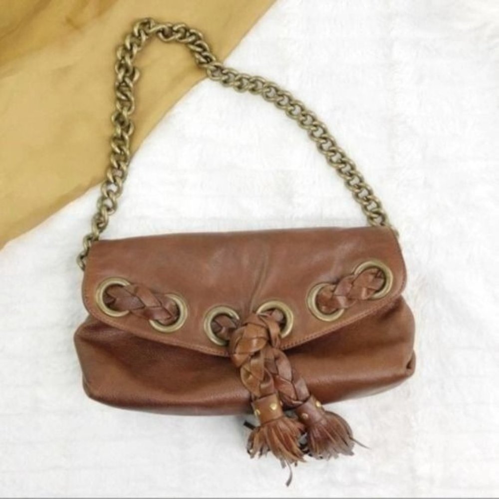 KOOBA Tan Leather Shoulder Baguette - Picture 3 of 8